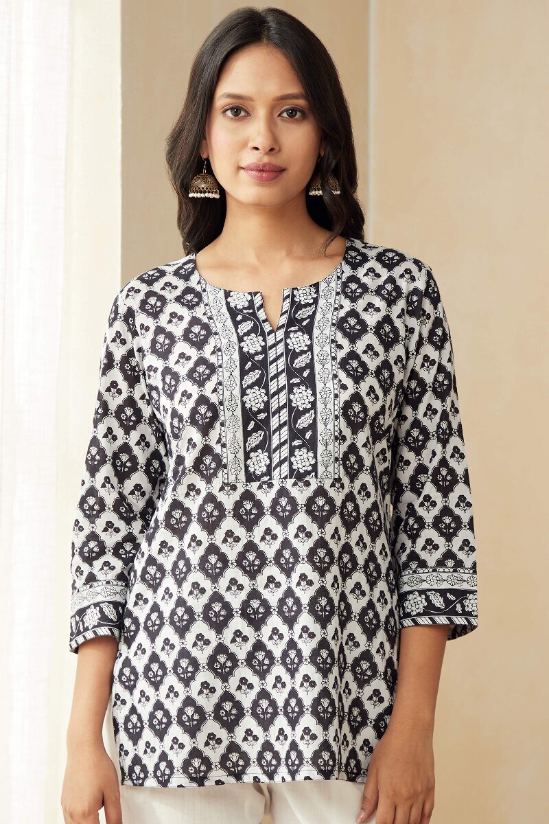 Blue Hand Printed Cotton Top