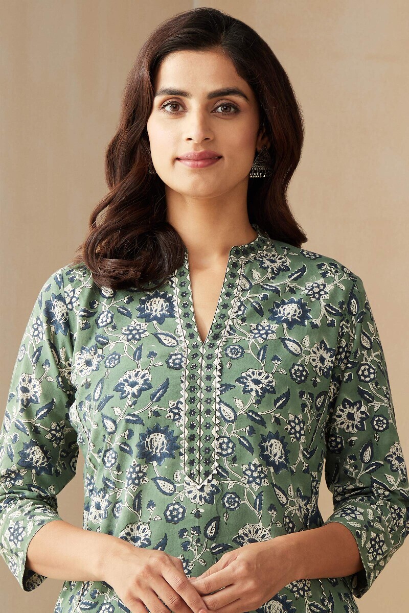 Bagru Hand Block-Printed Straight Cotton Kurta