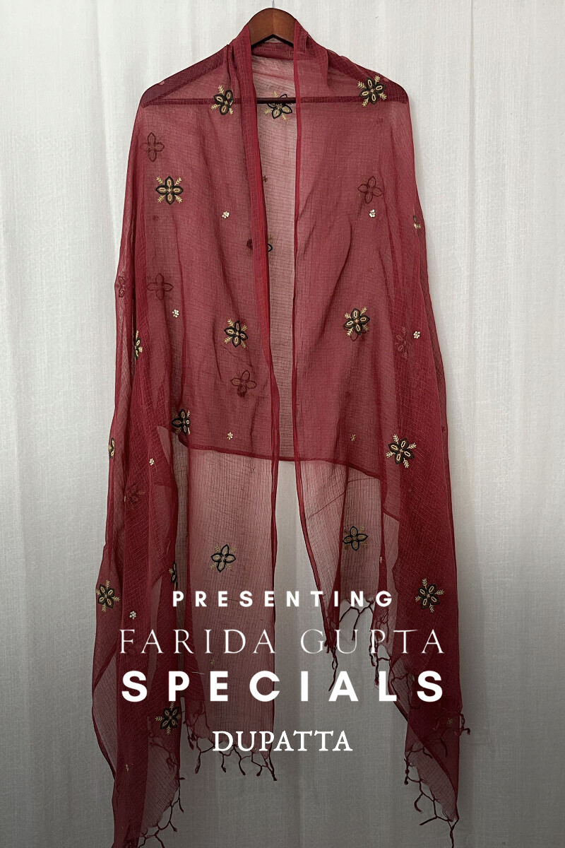 Red Handcrafted Kota Dupatta