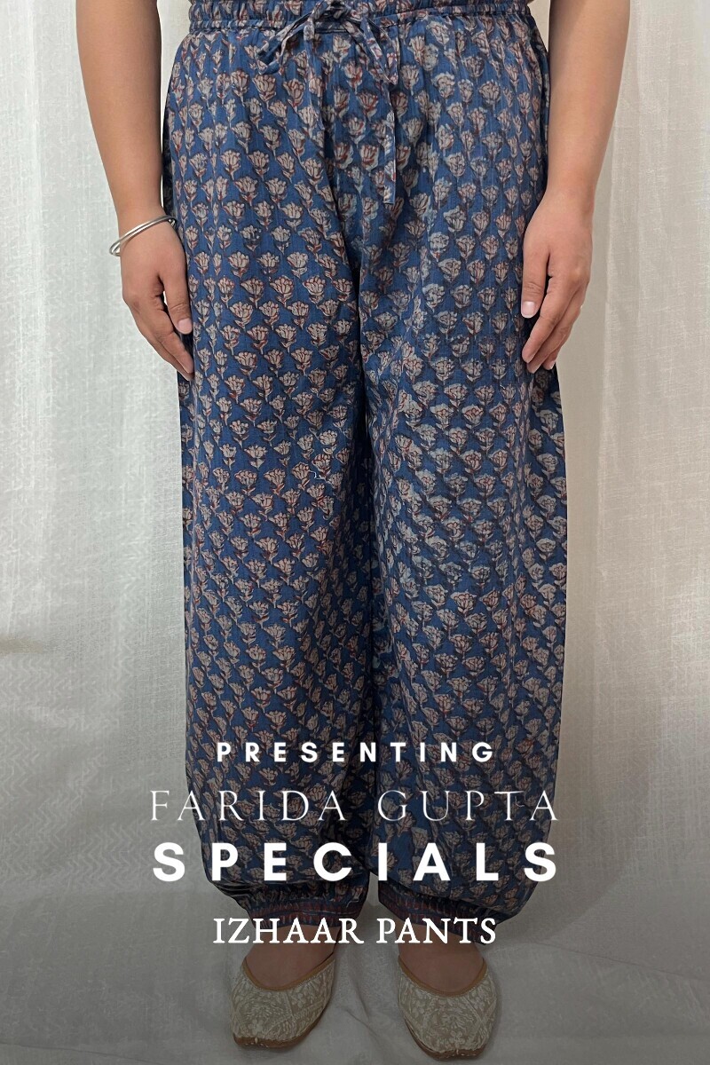 Akola Hand Block-Printed Cotton Dobby Izhaar Pants