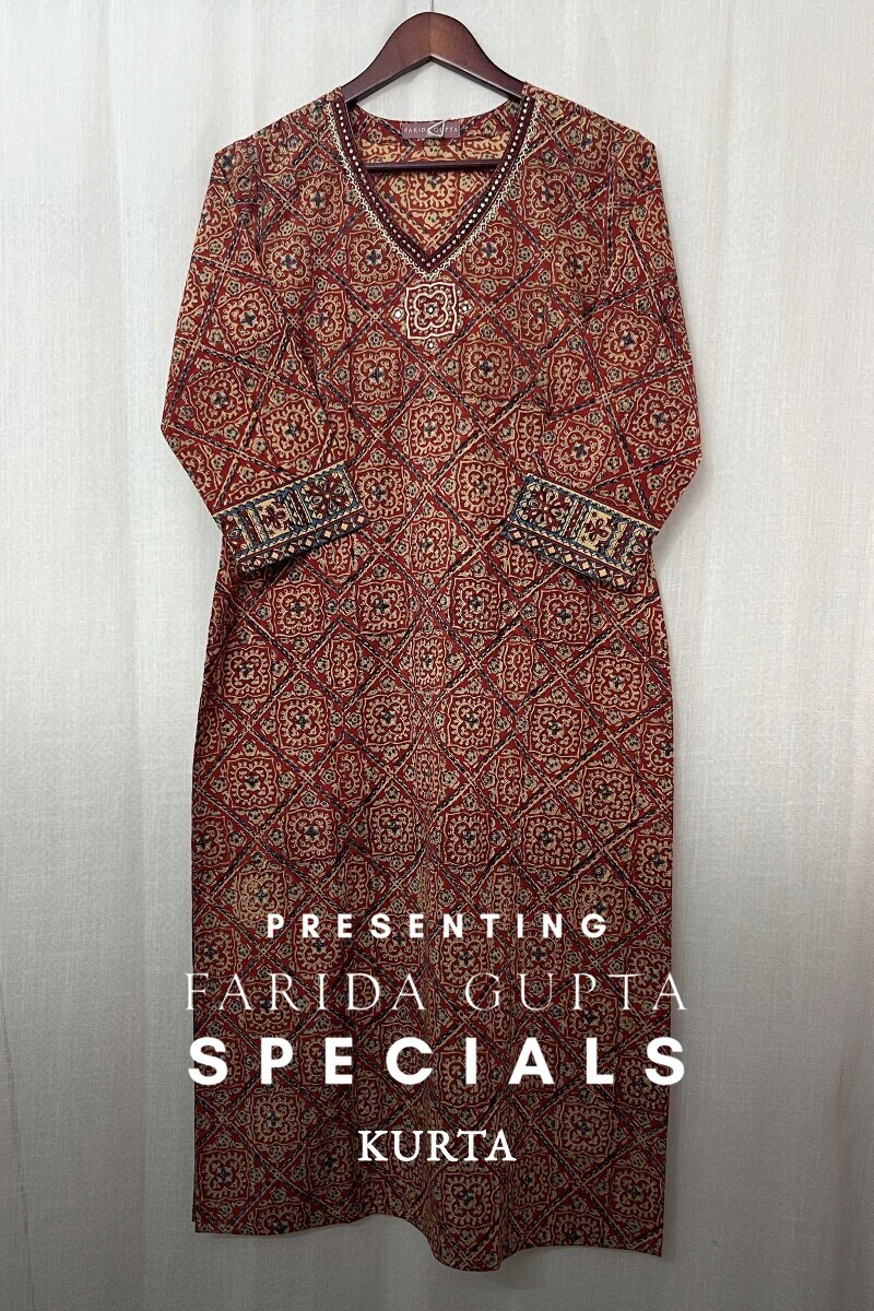 Bagru Hand Block-Printed Straight Cotton Kurta