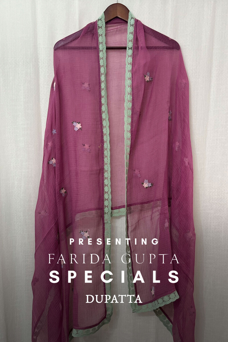 Pink Handcrafted Kota Dupatta