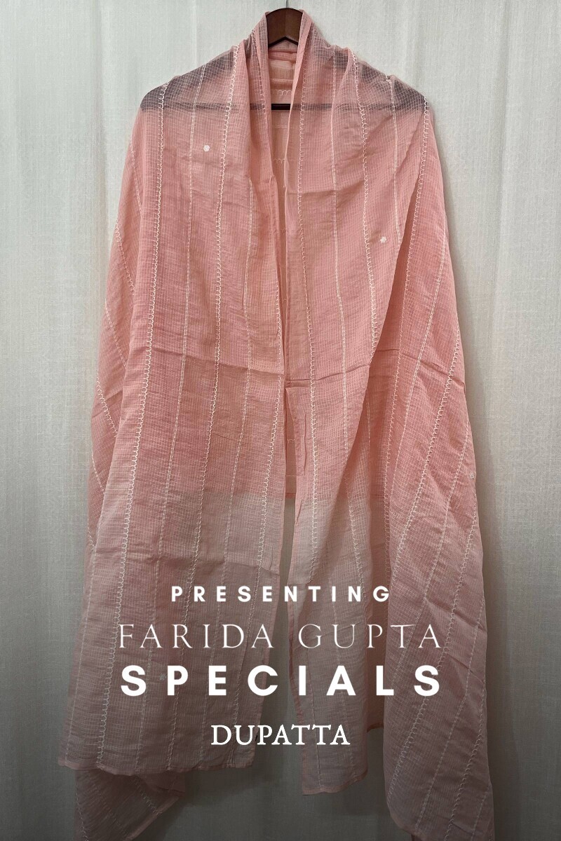 Pink Handcrafted Kota Dupatta