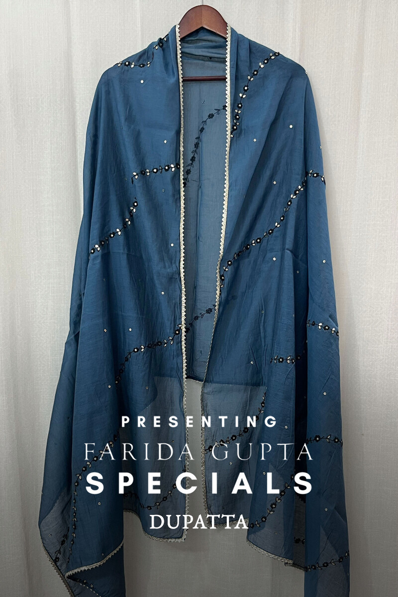 Blue Handcrafted Chanderi Dupatta