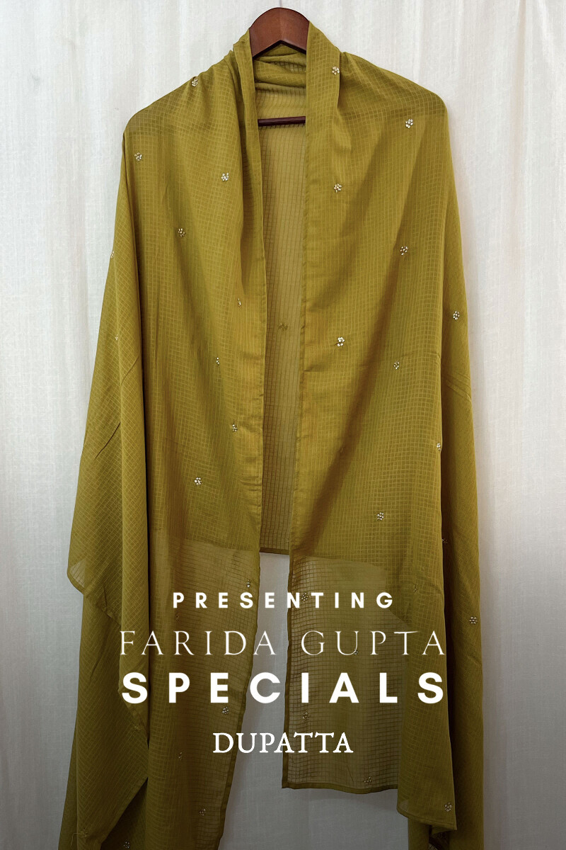 Olive Green Handcrafted Kota Dupatta
