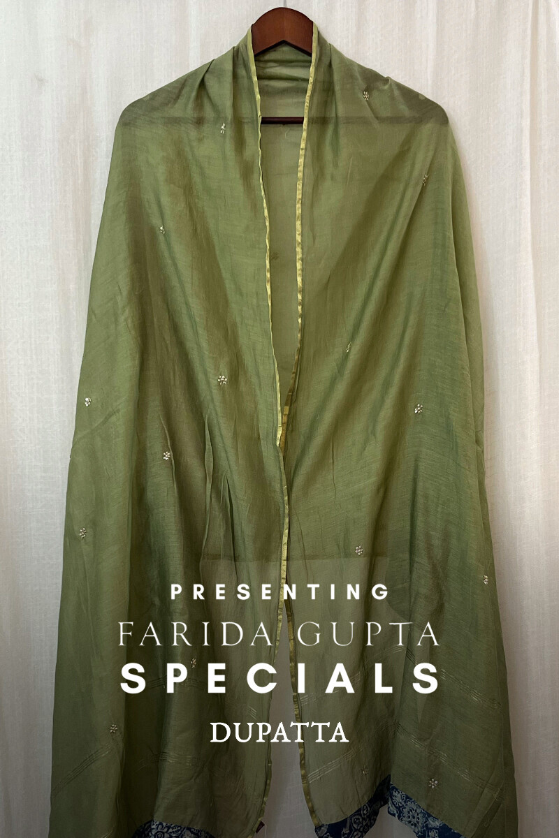 Green Handcrafted Chanderi Dupatta