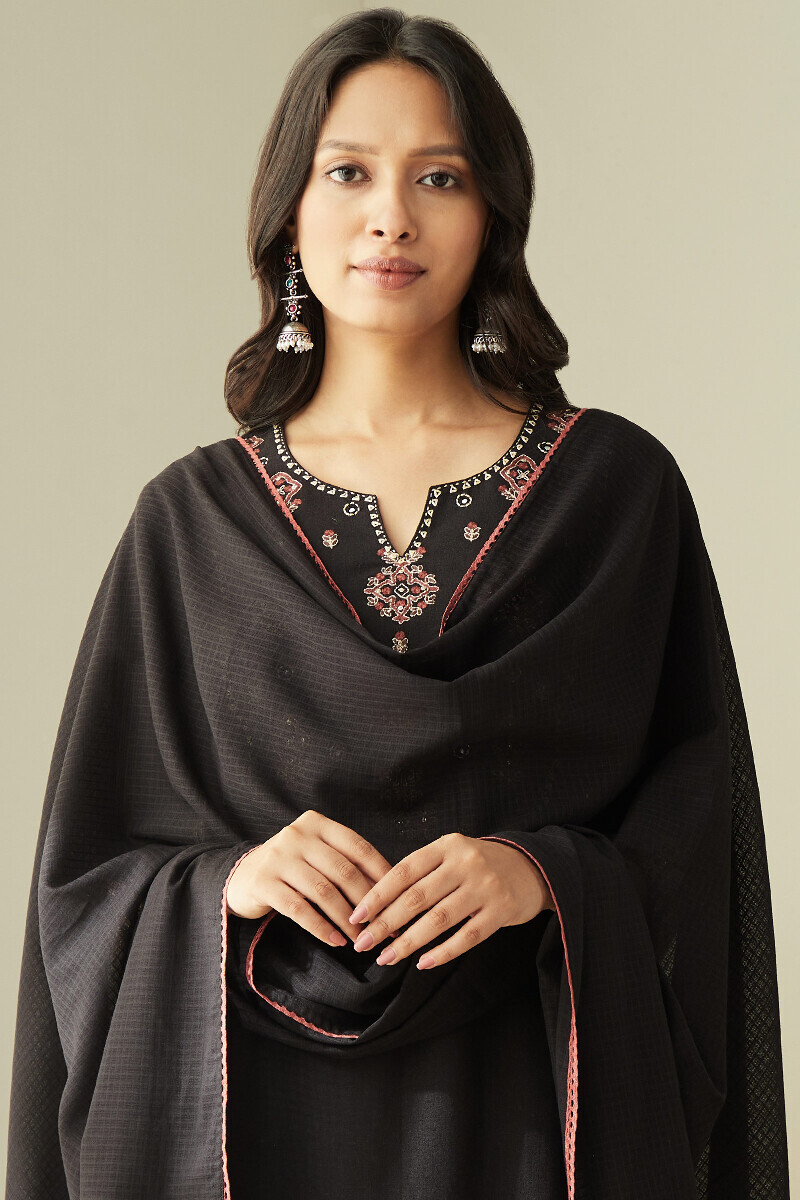 Black Handcrafted Kota Dupatta