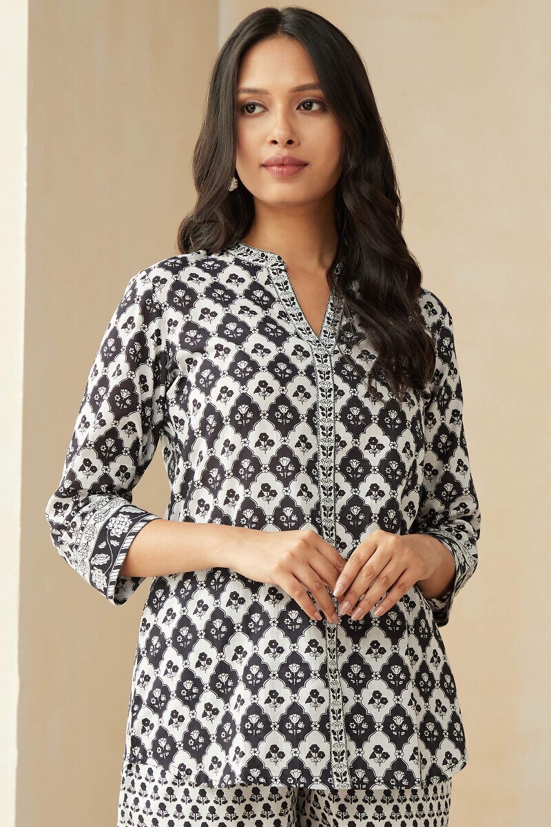 Blue Hand Printed Cotton Loungewear Set
