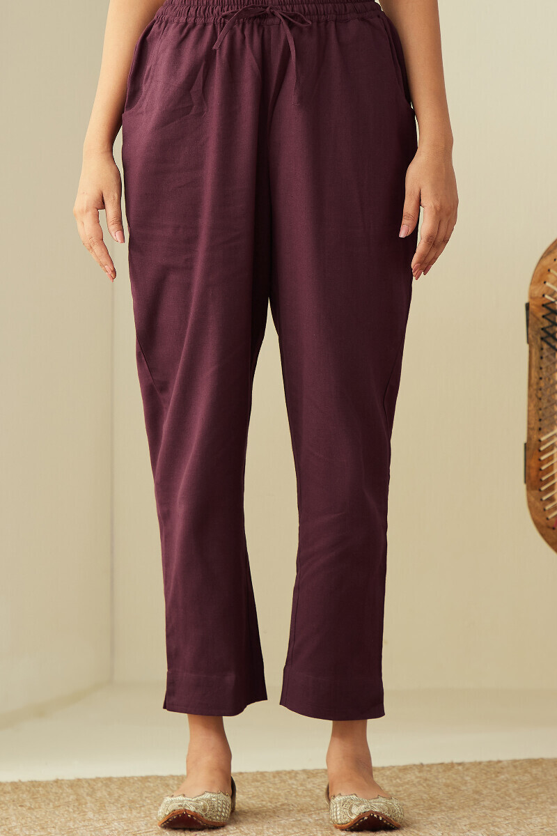 Plum Handcrafted Cotton Flax Narrow Pants