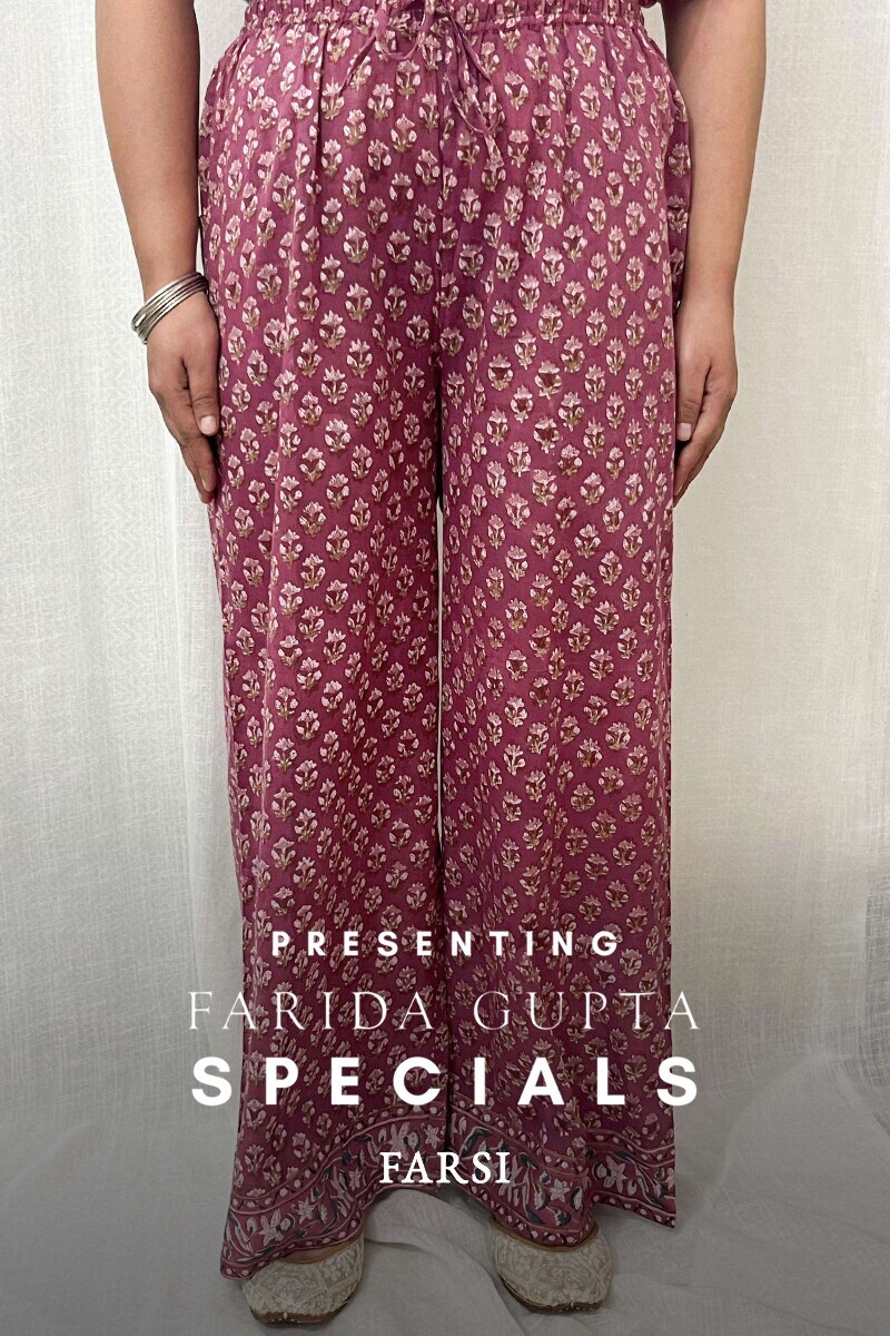 Purple Hand Block-Printed Cotton Farsi