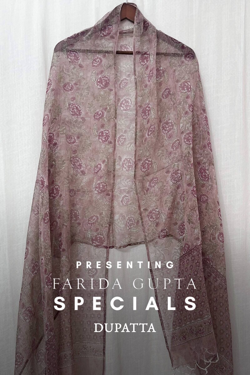 Brown Hand Block-Printed Kota Dupatta