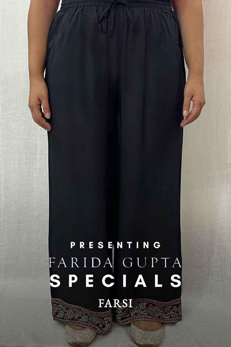 Black Handcrafted Modal Black Farsi Pants