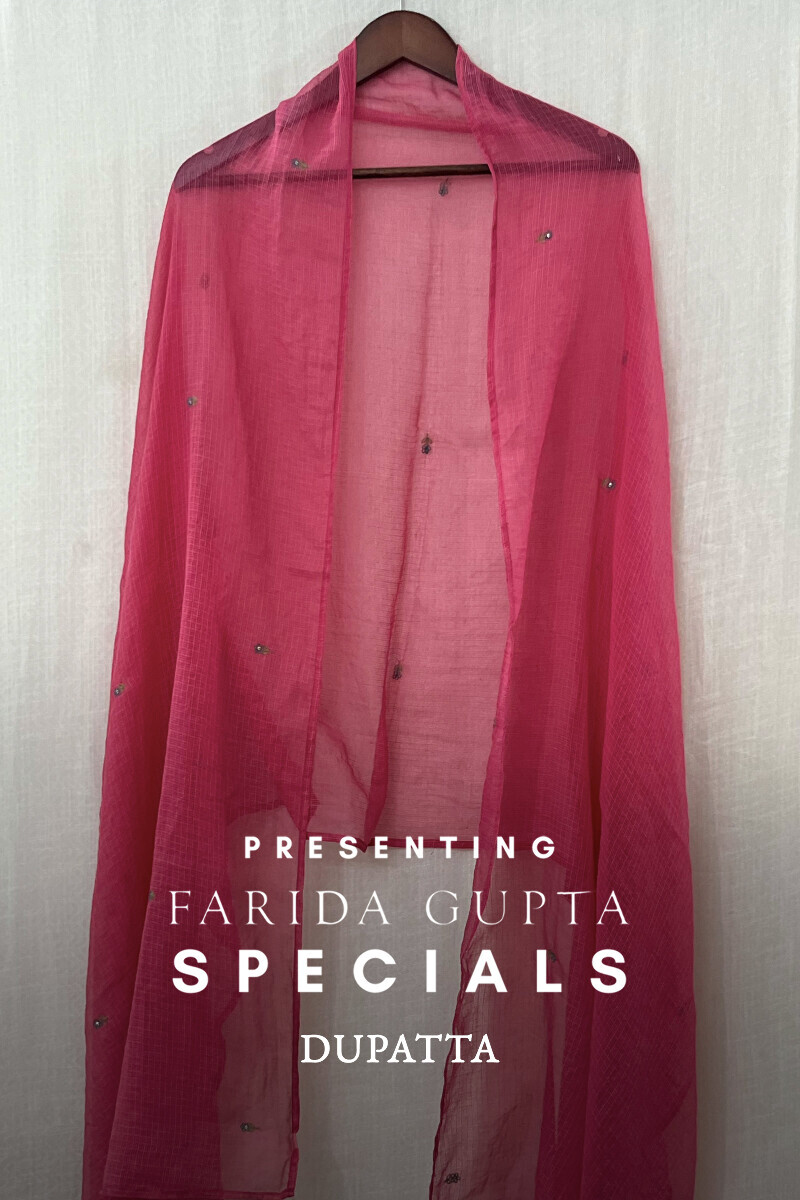 Pink Handcrafted Kota Dupatta