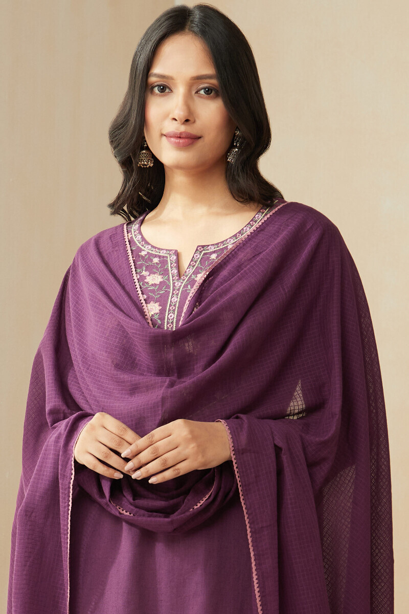 Dark Purple Handcrafted Kota Dupatta