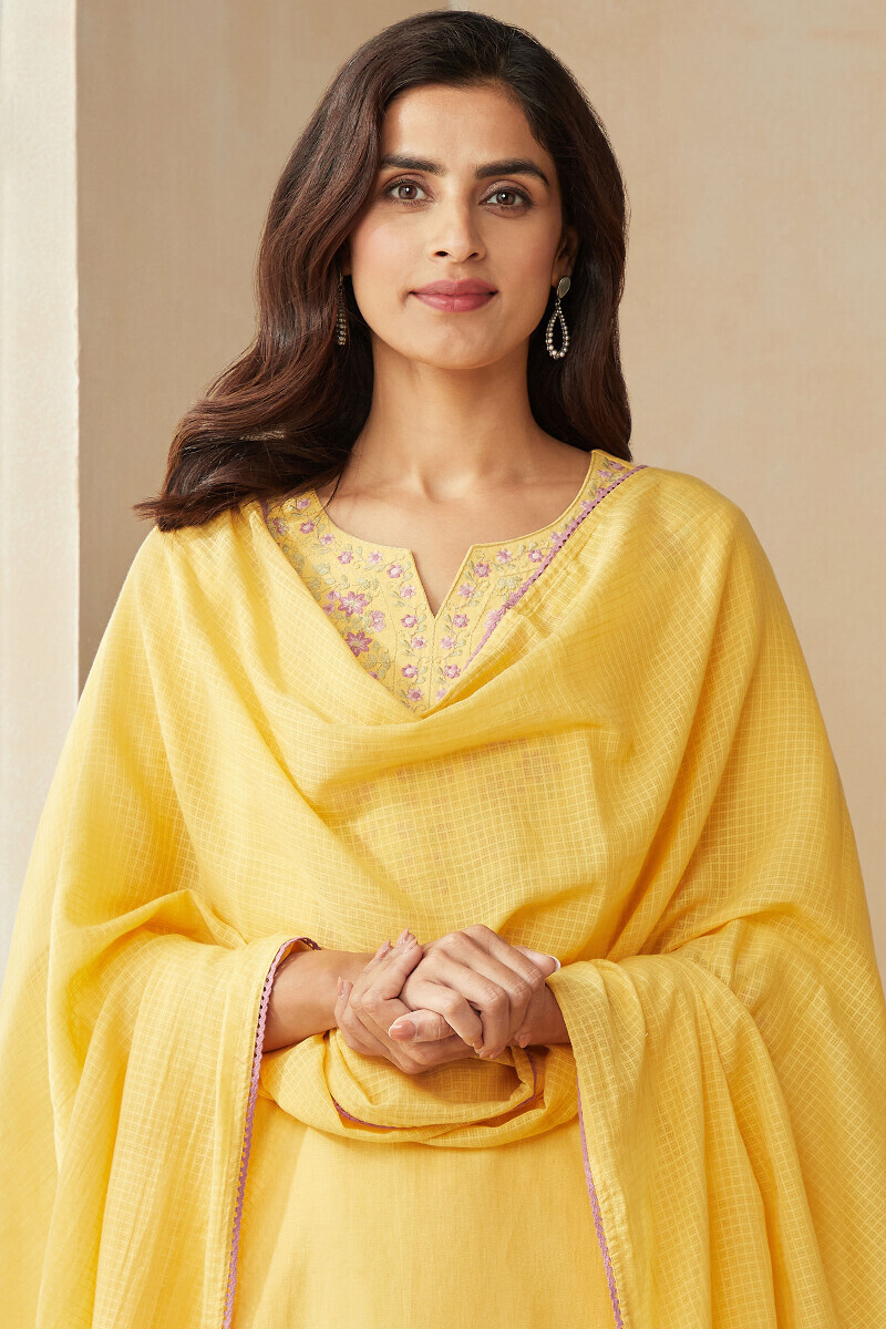 Yellow Handcrafted Kota Dupatta