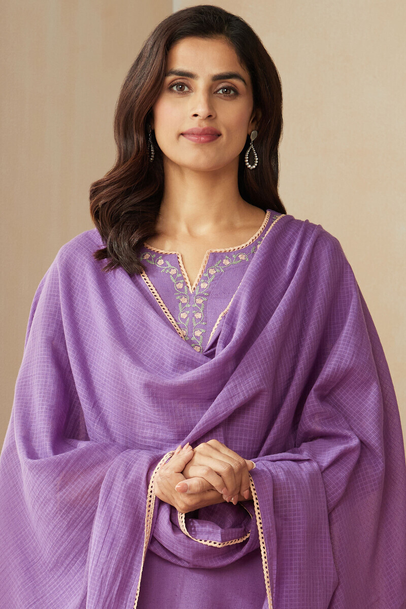 Lavender Handcrafted Kota Dupatta