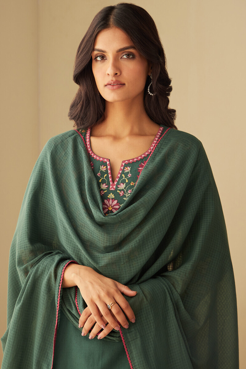Green Handcrafted Kota Dupatta