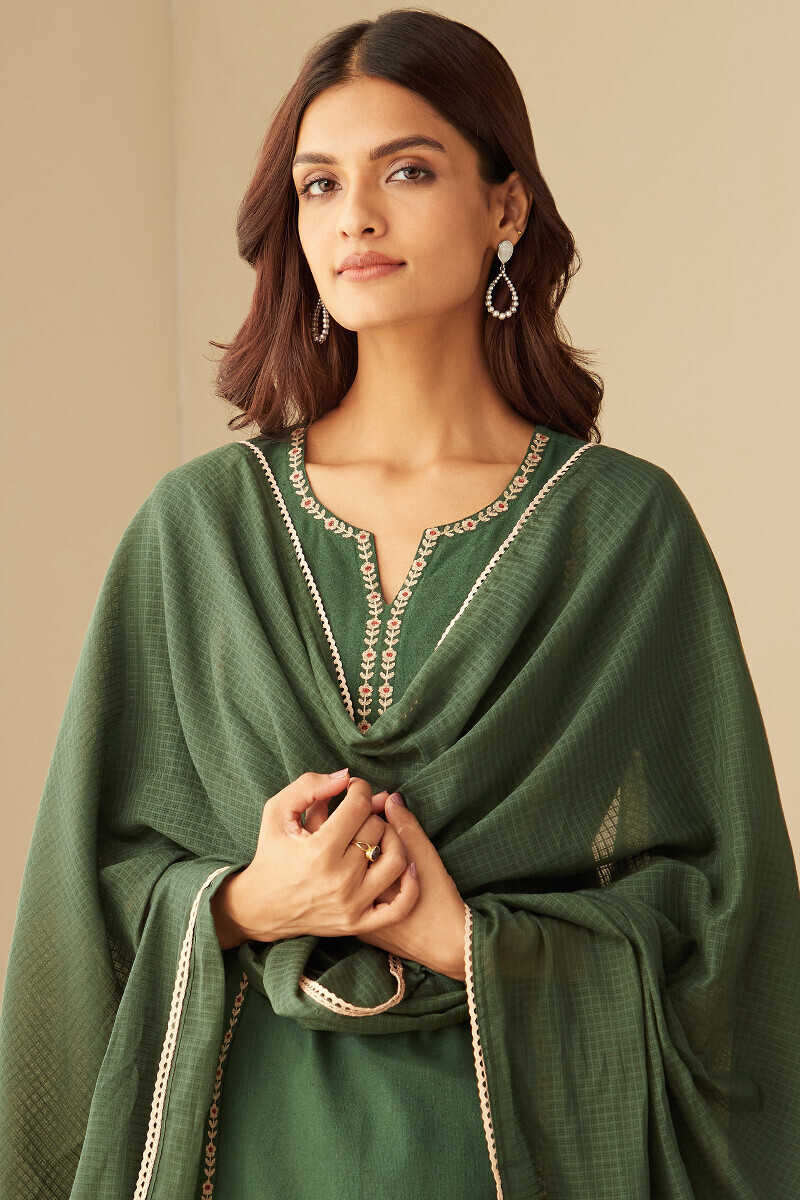 Green Handcrafted Kota Dupatta