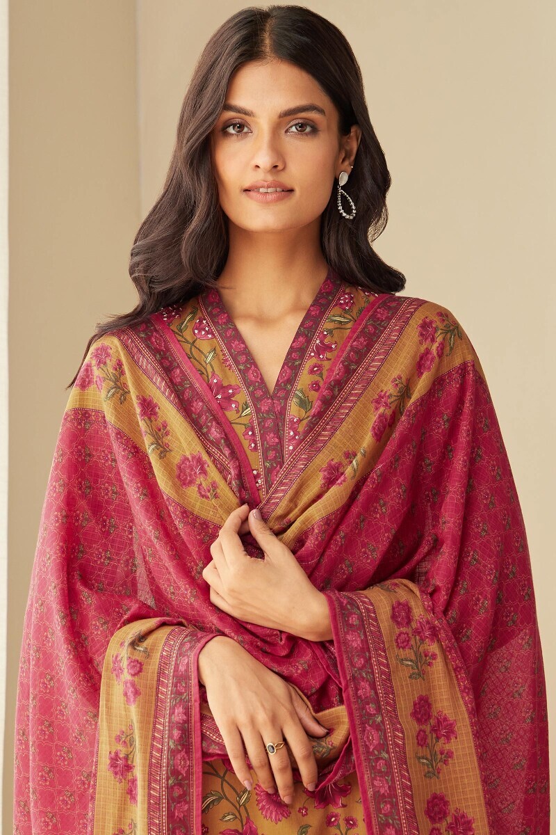 Pink Printed Kota Dupatta
