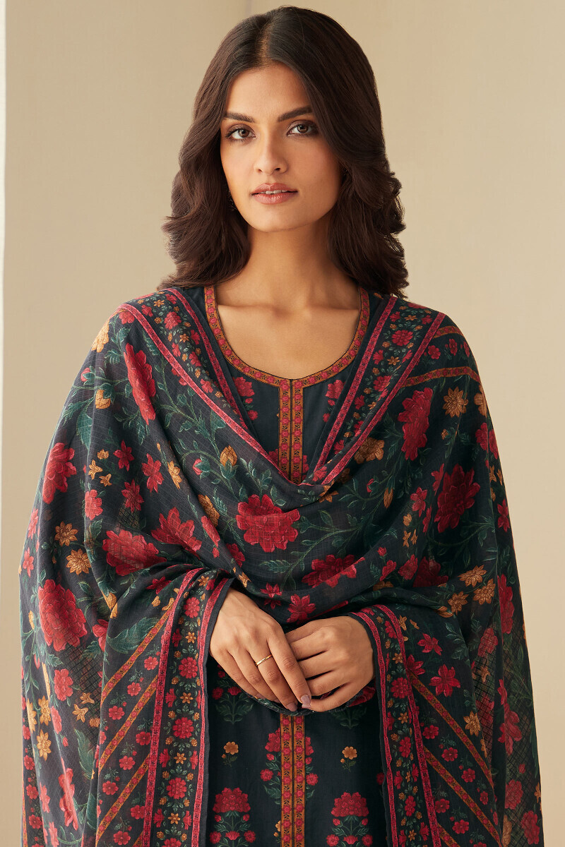 Black Printed Kota Dupatta