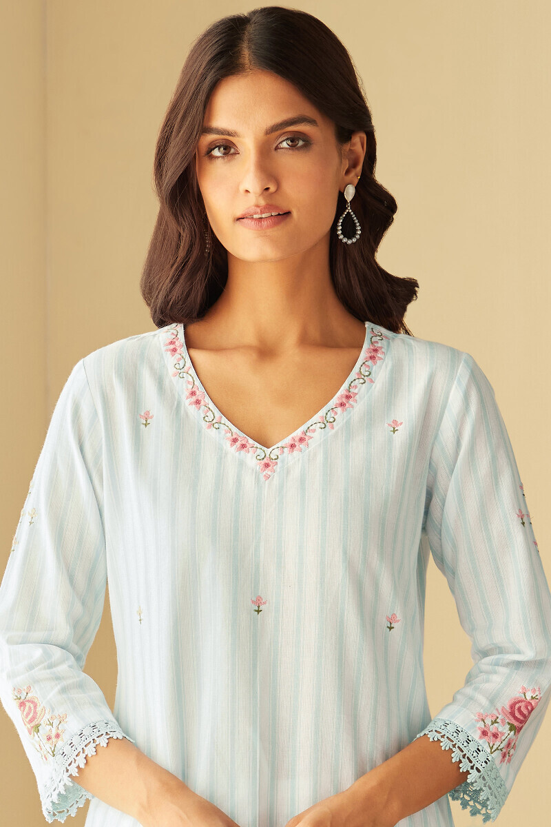 Off-White Handcrafted Straight Cotton Kurta