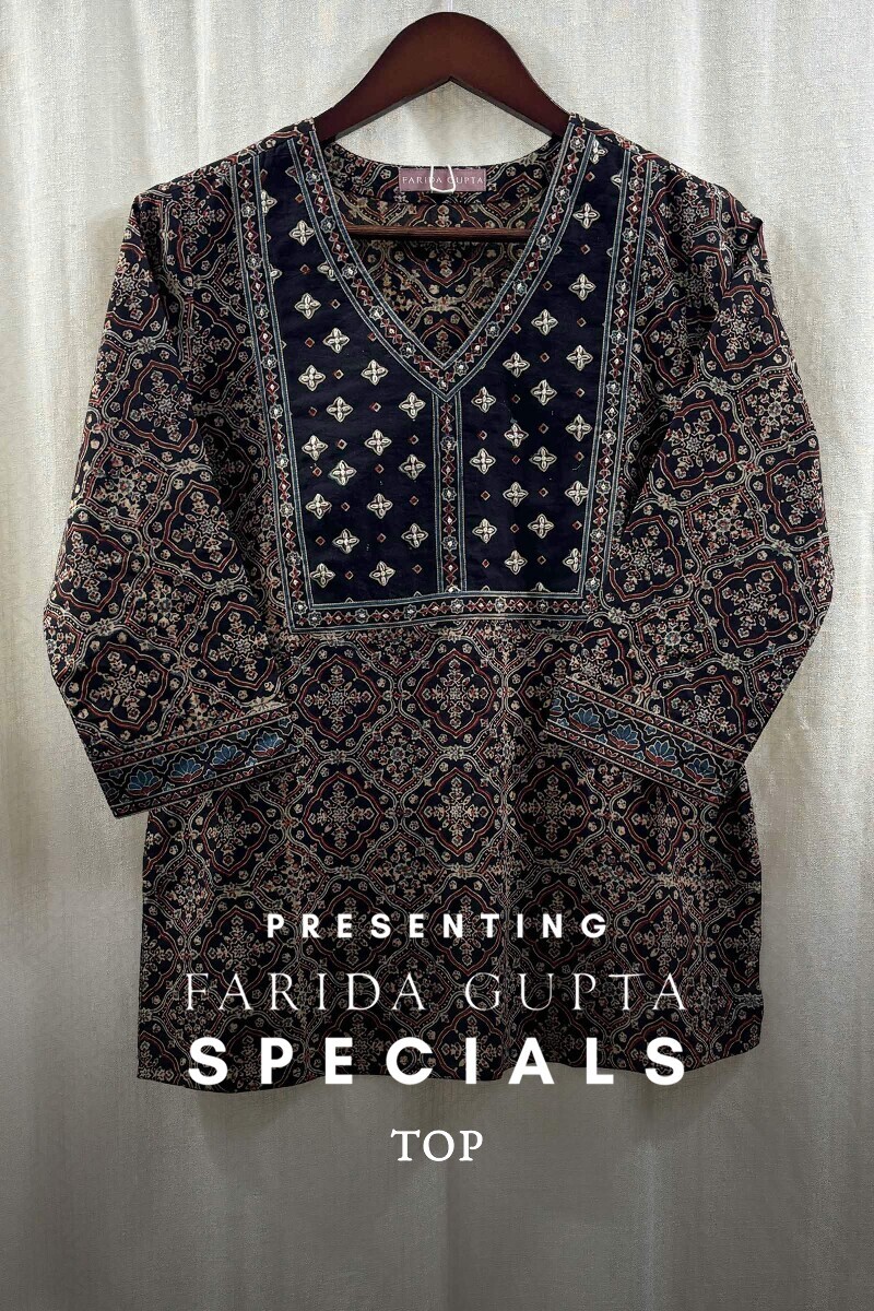 Black Hand Block-Printed for Women, Tops