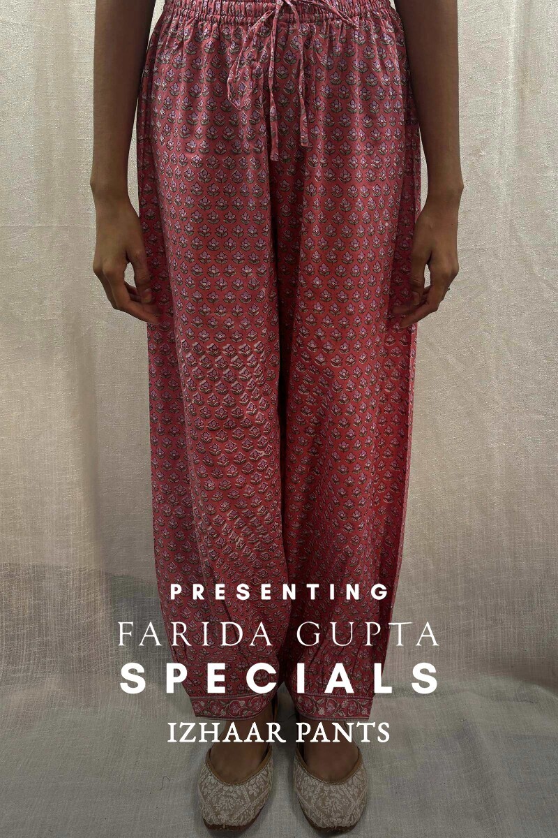 Pink Hand Block-Printed Izhaar Pants