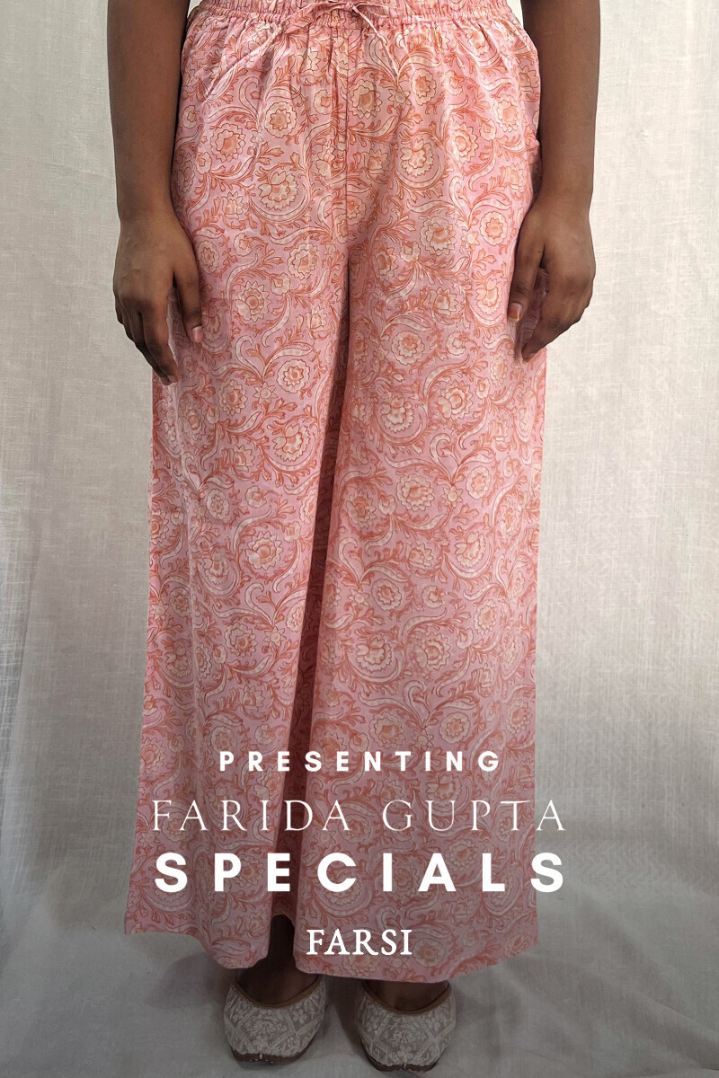 Pink Hand Block-Printed Cotton Farsi
