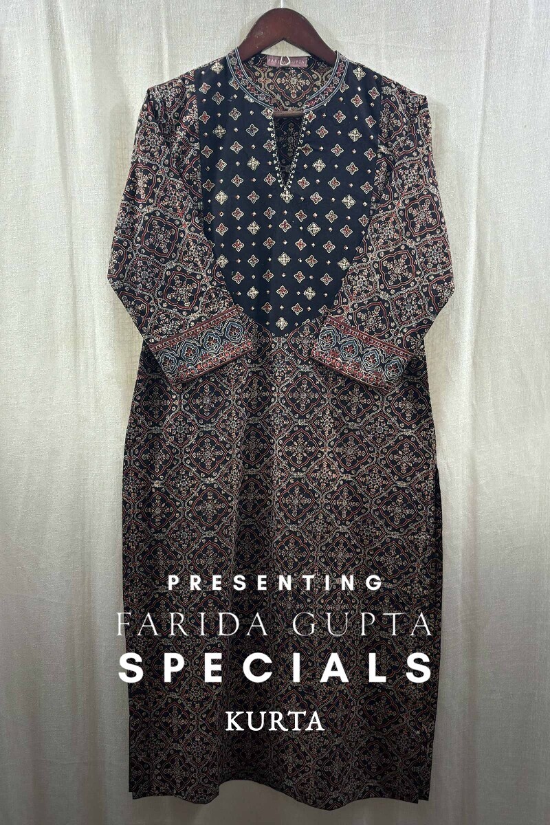 Ajrak Hand Block-Printed Straight Cotton Kurta