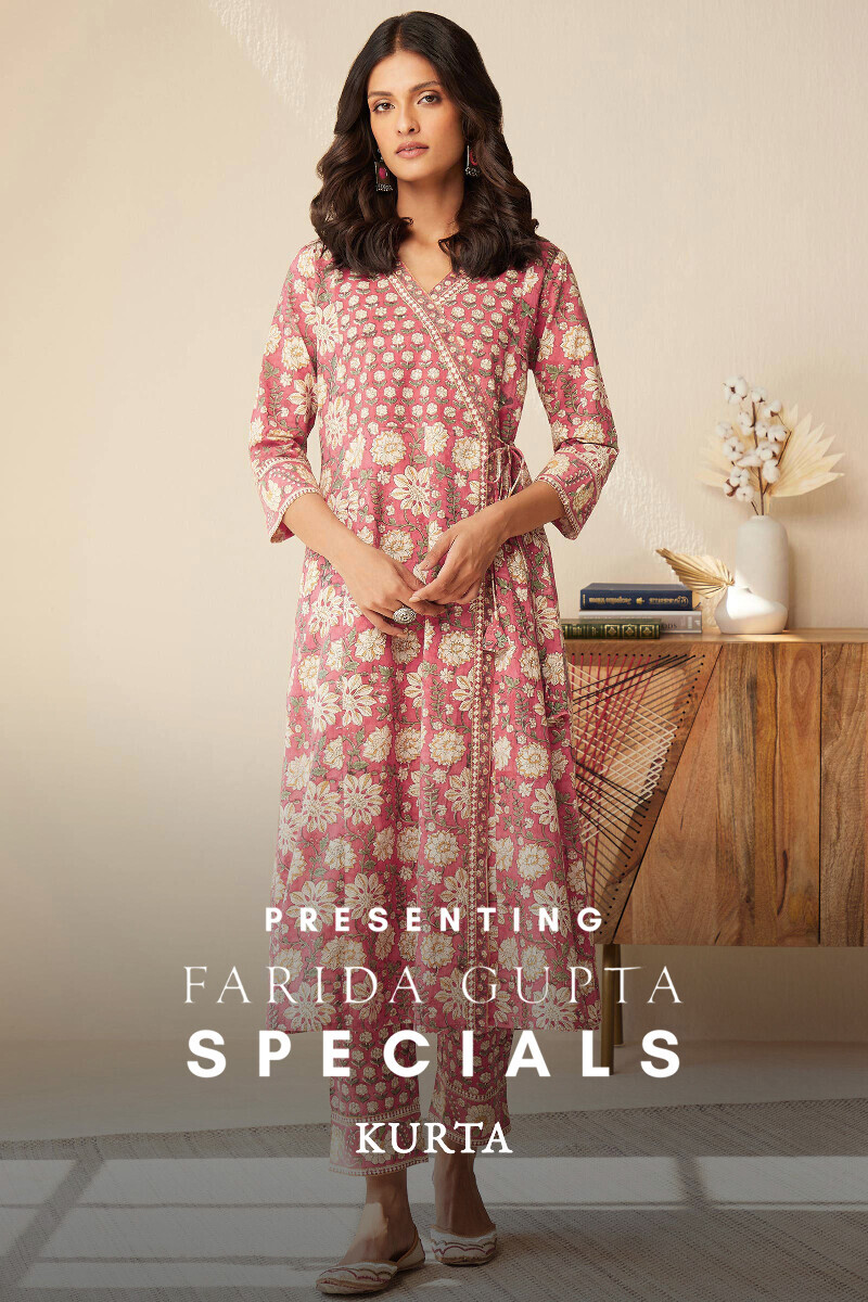 Pink Hand Block-Printed Kurta