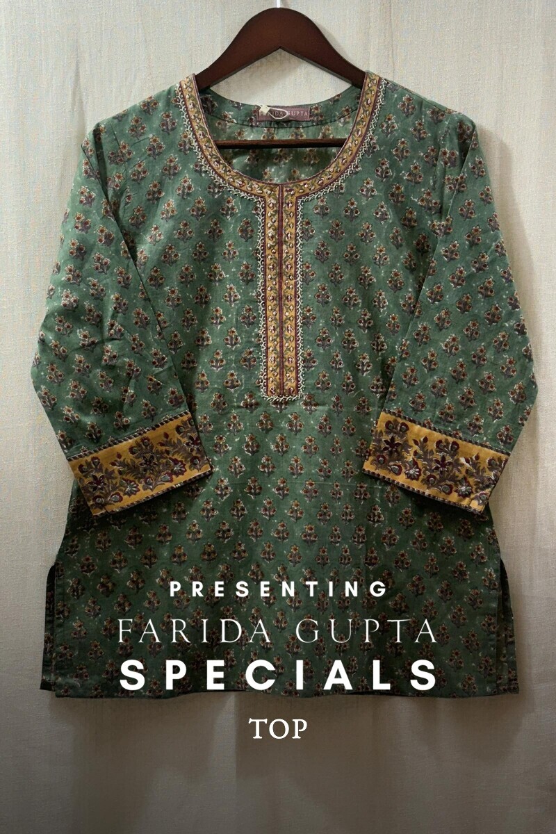 Green Hand Block-Printed