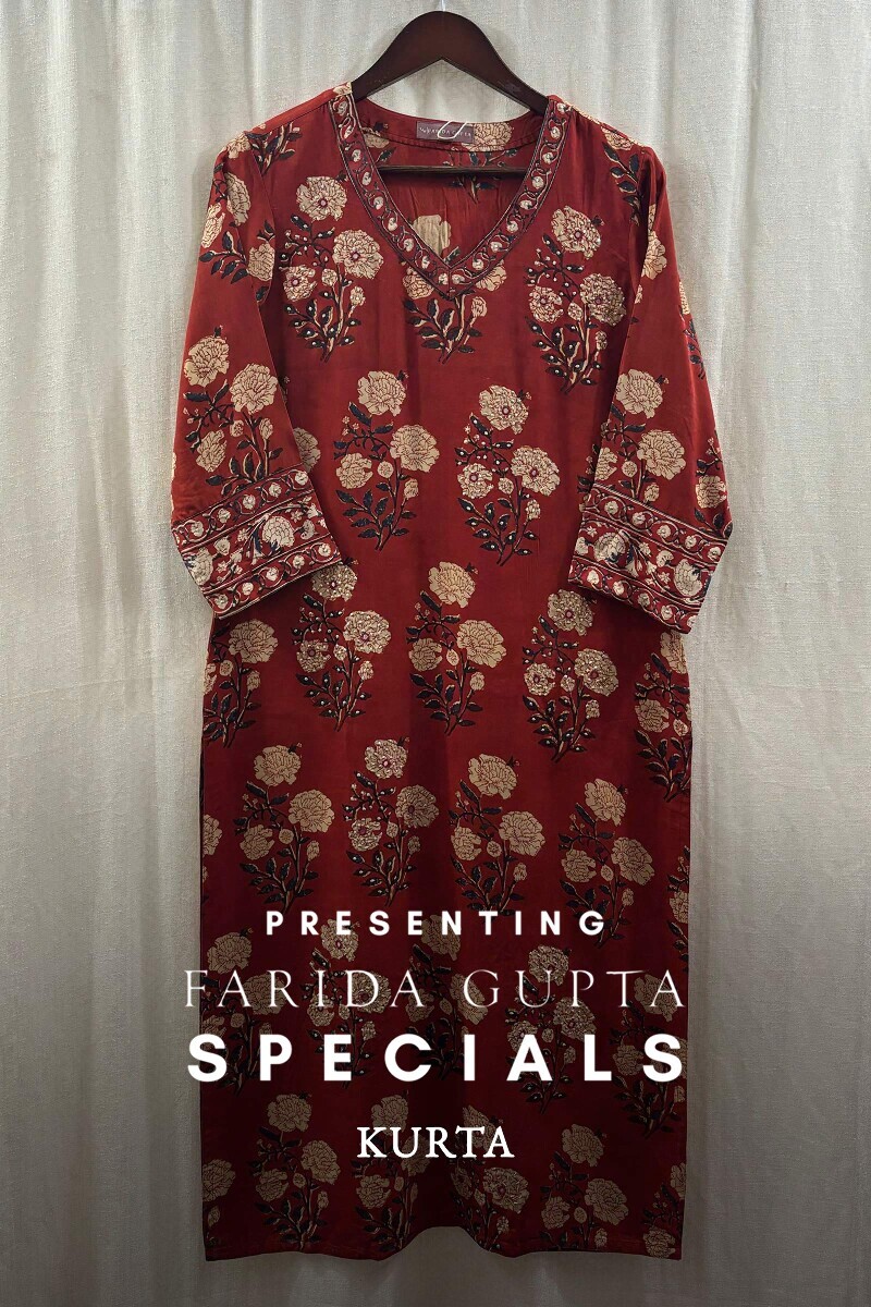Bagru Hand Block-Printed Straight Viscose Kurta