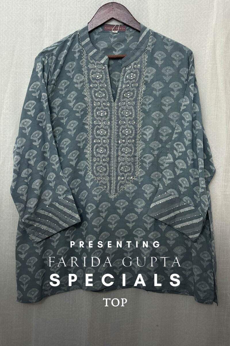 Dabu Hand Block-Printed Viscose Top