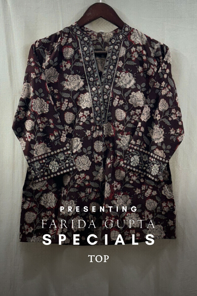 Brown Hand Block-Printed Kurta