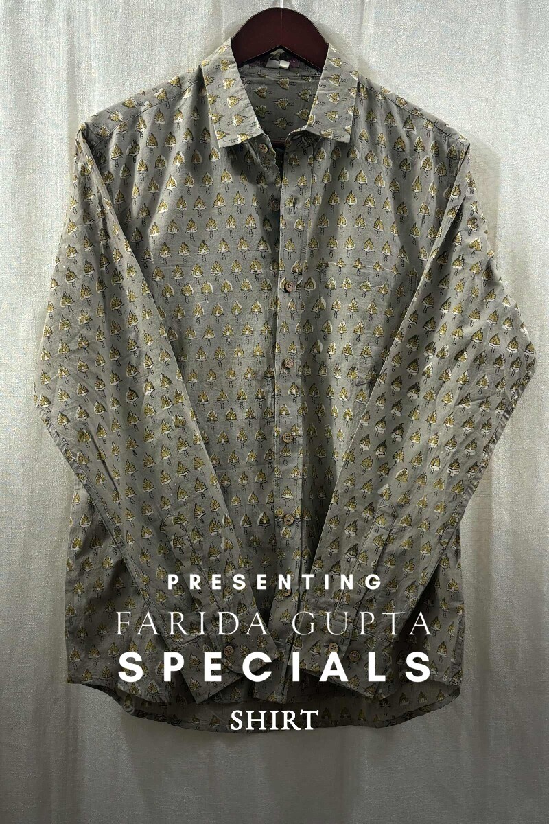 Green Hand Block-Printed Cotton Shirt