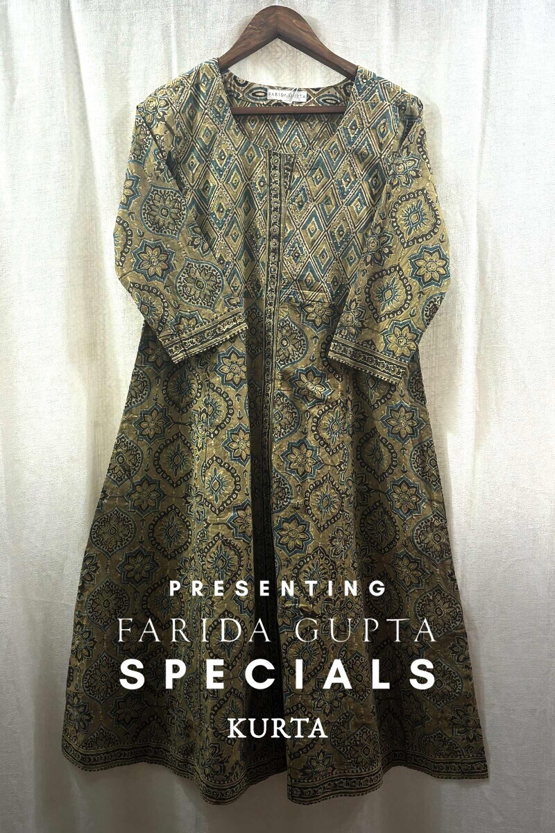 Green Hand Block-Printed Kurta