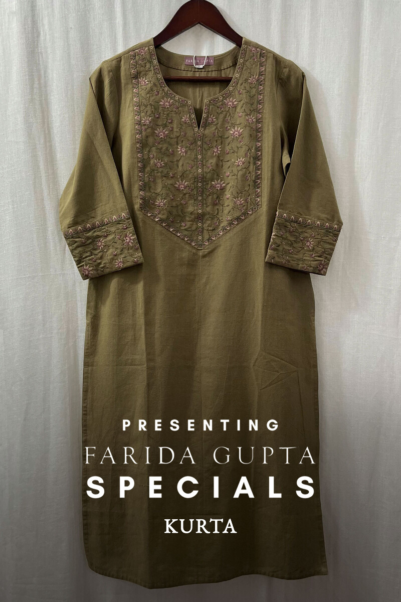 Pink Handcrafted Straight Cotton Kurta
