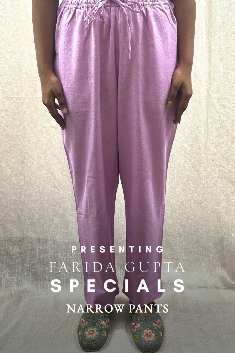 Lavender Handcrafted Cotton Flax Narrow Pants