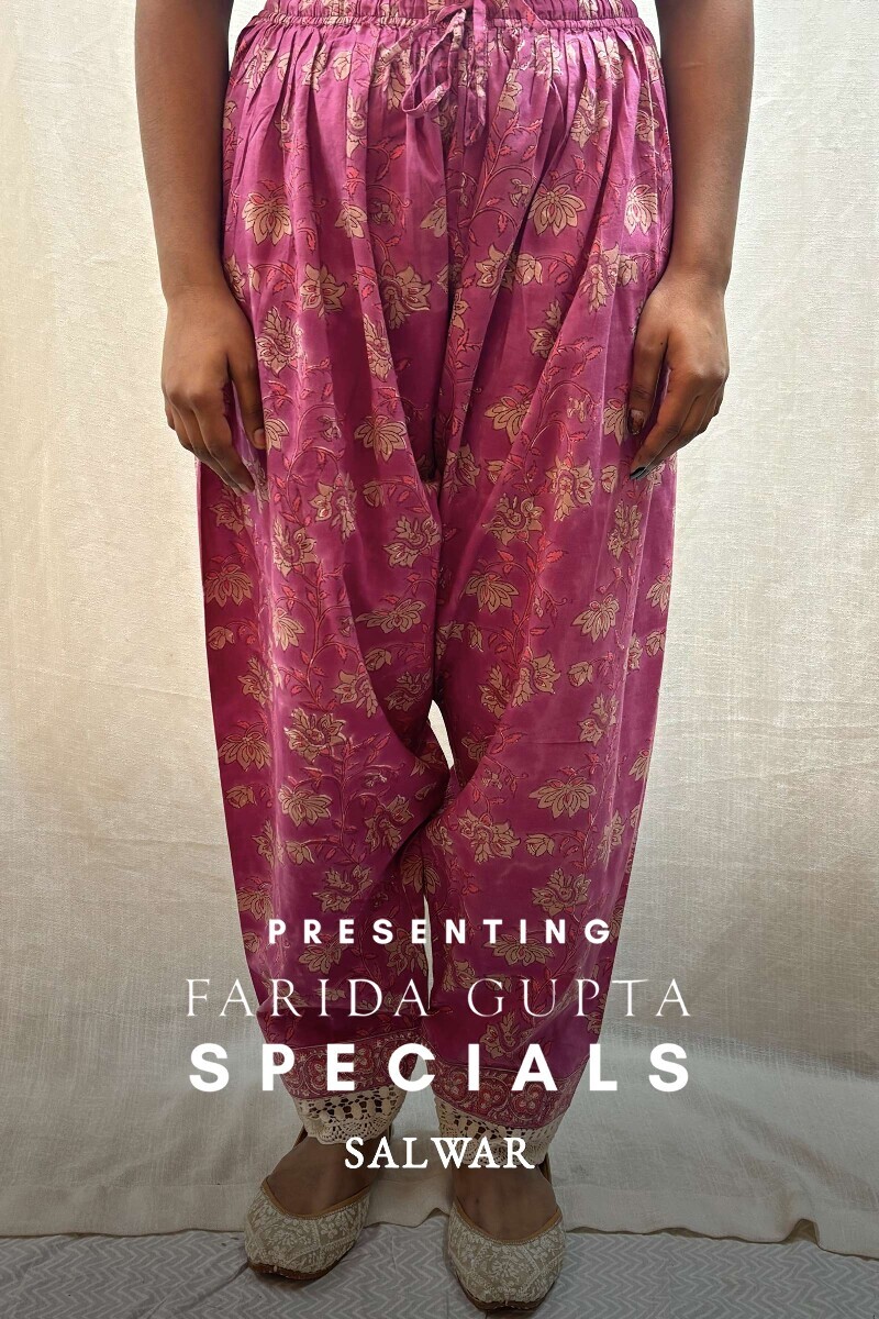 Purple Hand Block-Printed Cotton Salwar