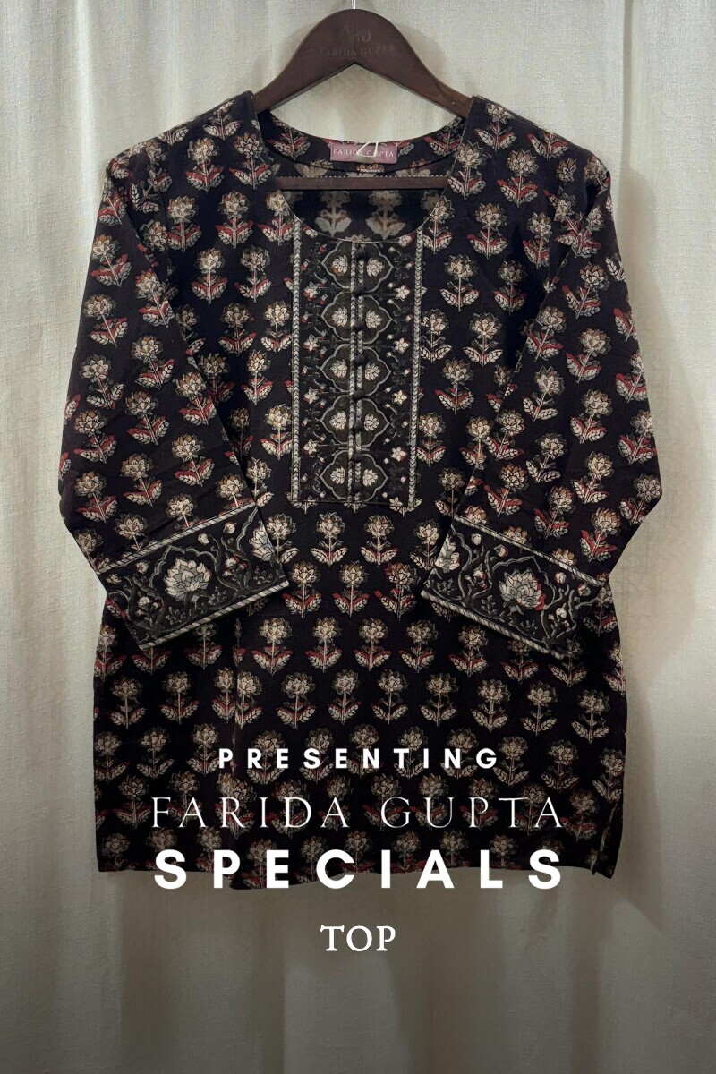 Brown Hand Block-Printed Top