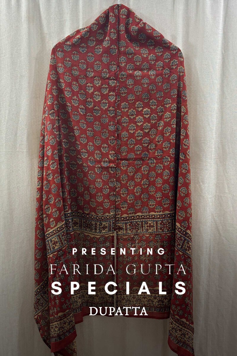 Bagru Hand Block-Printed Cotton Mul Dupatta