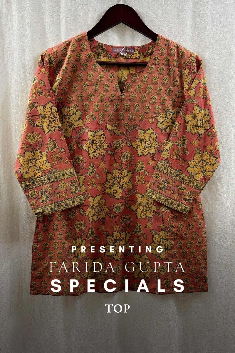 Peach Hand Block-Printed Top