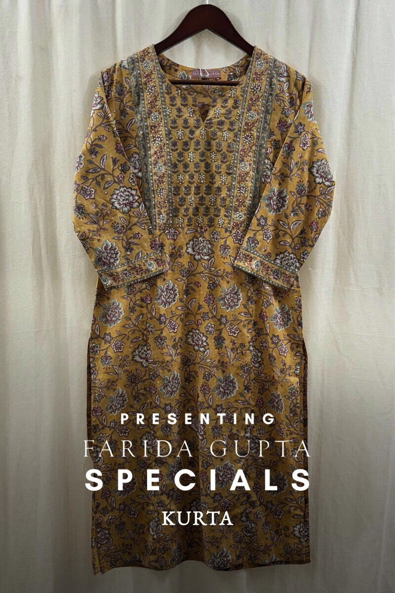 Mustard Hand Block-Printed