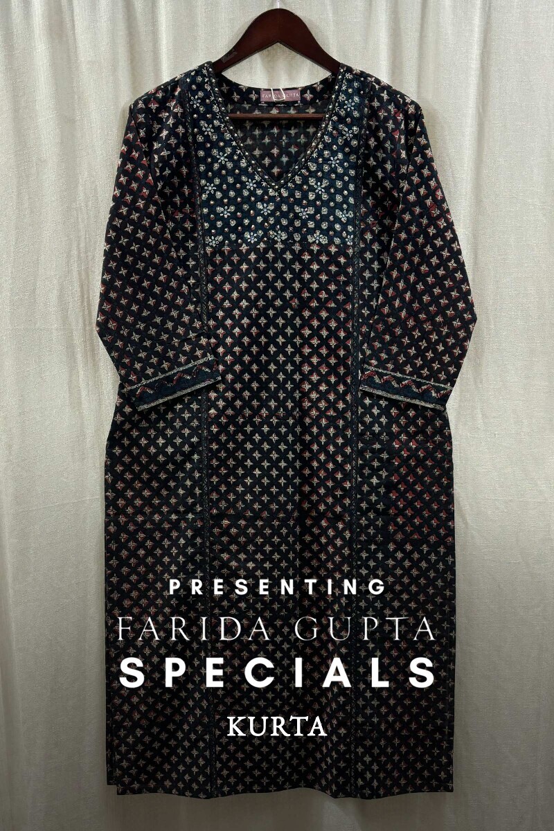 Blue Hand Block-Printed Kurta