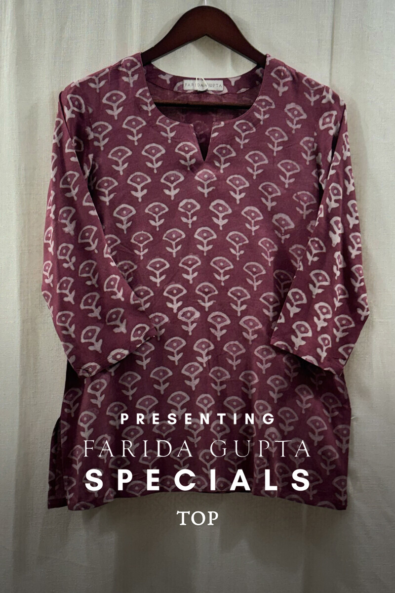Pink Hand Block-Printed Viscose Top