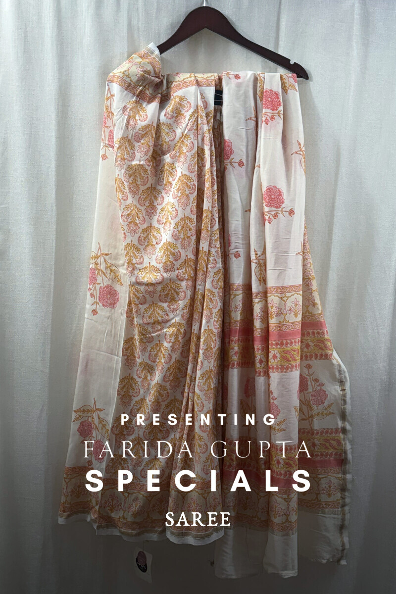 Sanganeri Hand Block-Printed Cotton Silk Saree