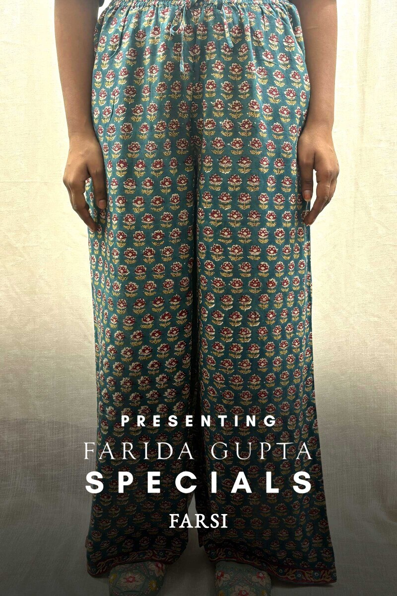 Teal Hand Block-Printed Farsi