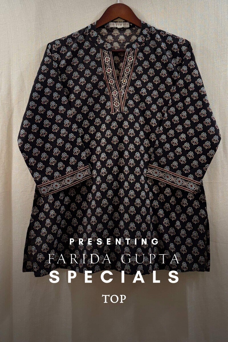 Ajrak Hand Block-Printed Cotton Top