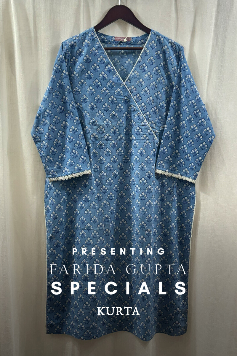 Blue Hand Block-Printed Kurta