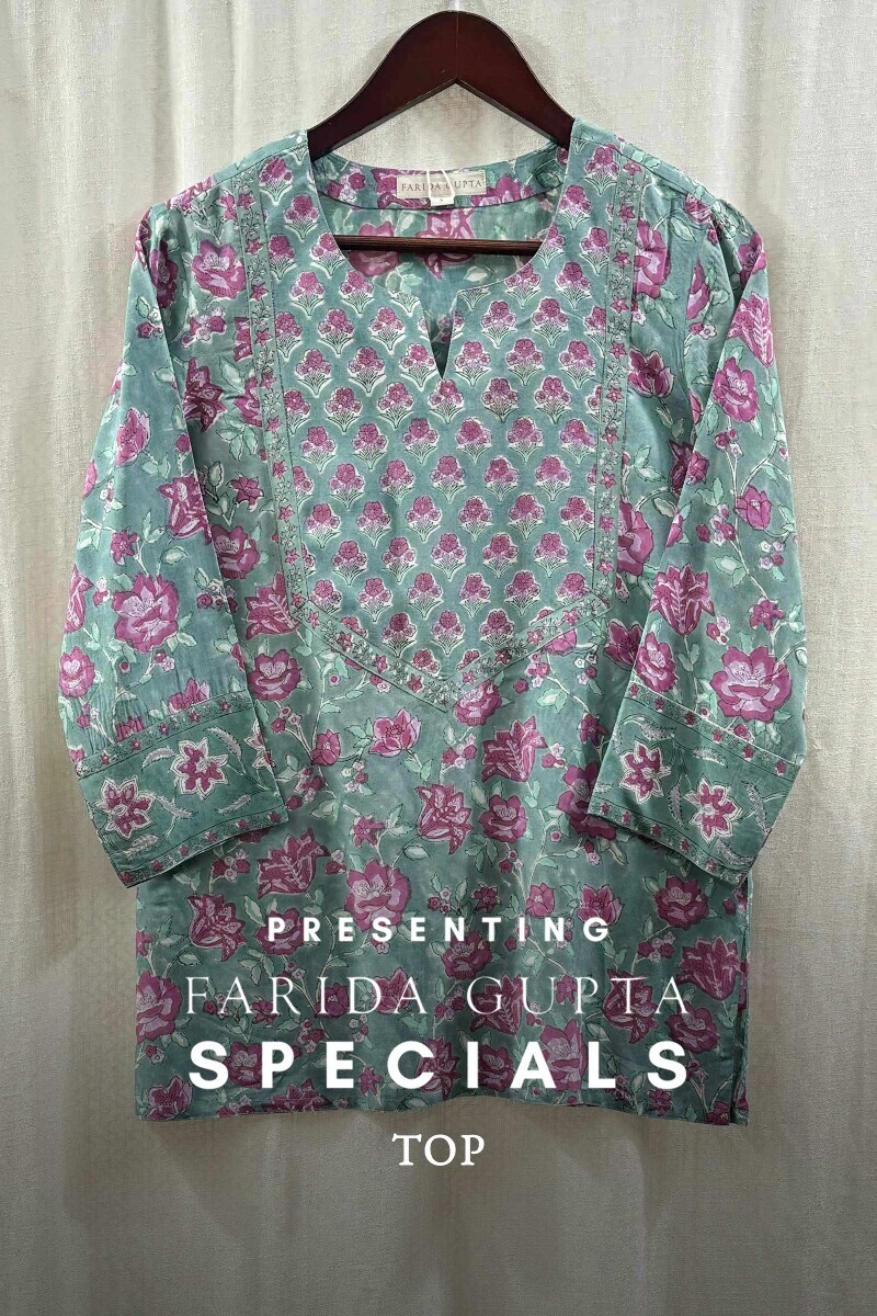 Green Hand Block-Printed Top